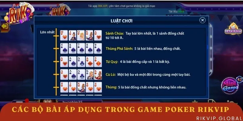 Các bộ bài thường gặp khi chơi bài Poker